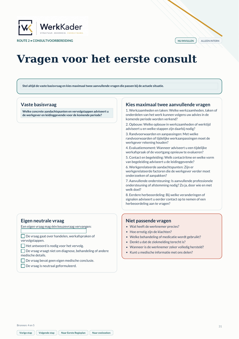 Voorbeeld van vragen voor het eerste consult
